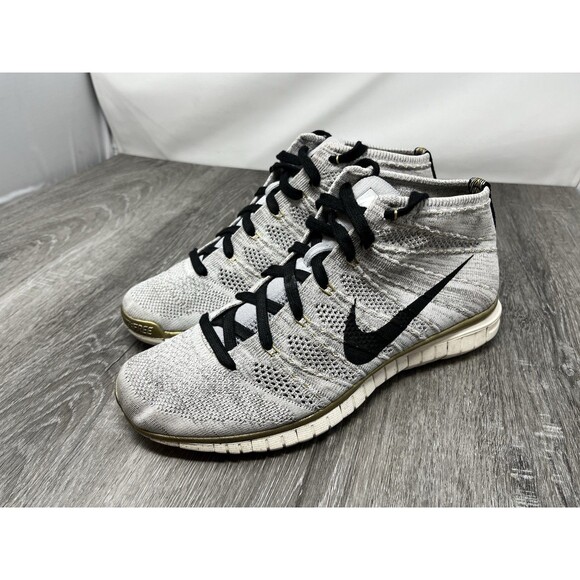 Nike Free Flyknit Chukka Gold Trophy 640652-100 Men’s US Size 10 MISSING INSOLES - Picture 3 of 12